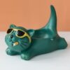 Green Funny Cool Cat Ceramic Ashtray