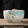 Hand Painted Ceramic Ashtray With Lid Marine Animals