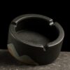 Indoor Outdoor Ceramic Ashtray With Painting Black