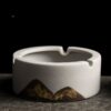 Indoor Outdoor Ceramic Ashtray With Painting White
