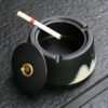 Japanese Ash Tray Minimalist Black With Lid