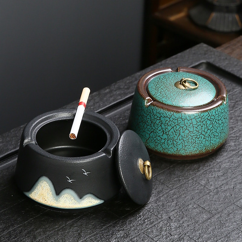 Japanese Minimalist Outdoor Ashtray With Lid