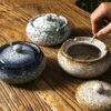 Japanese Outdoor Ashtrays With Lid Retro Style Ceramic