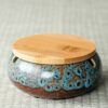 large Ashtray made from ceramic With lid in beautiful blue pattern