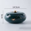 Large Ashtray With Lid For Outdoor Indoor Dark Green Ceramic