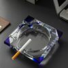Large Crystal Glass Ashtray With Colored Corners