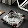Large Crystal Glass Ashtray With Colored Corners