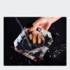Large Crystal Glass Ashtray With Colored Corners