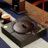 Large Ebony Wood Ashtray On Table