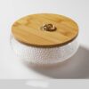 Large Glass Ashtray With Lid Transparent Bamboo Lid