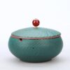 Large green Ceramic Ashtray with lid perfect for patio