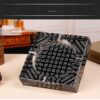 Large Square Luxury Glass Ashtray With Diamond Pattern