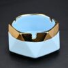Light Blue Ceramic Ashtray With Golden Border