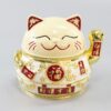 Lucky Cat Ashtray With Lid white and red