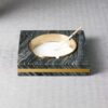 Luxury Ashtray Gray Marble With Golden Traces Genuine Marble