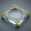 Luxury Glass Ashtray Transparent With Gold Traces