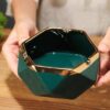 Luxury Green And Golden Ceramic Ashtray