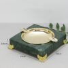 Marble Ashtray With Lid Indian Green Gold