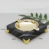 Marble Ashtray With Lid Wood Grain Golden
