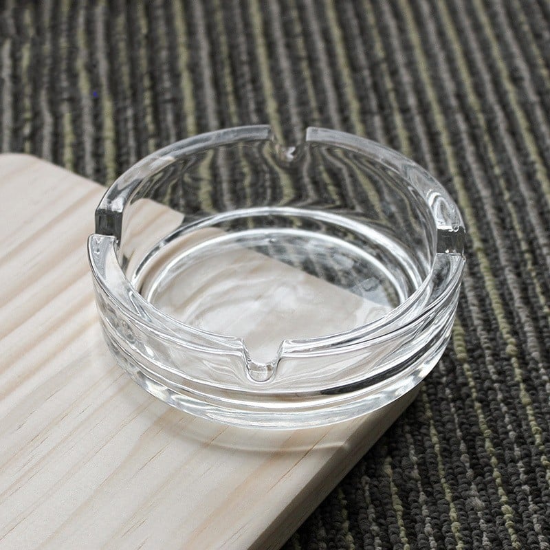 Minimalist Glass Ashtray Round Transparent