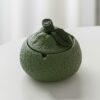Orange Fruit Ashtray In Green With Closed Lid