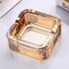 Orange Glass Ashtray In Square Shape With 2 Slots For 2 Smokers