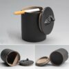 Outdoor Ashtray With Lid Black Ceramic And Portable Due To Compact Size
