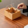Outdoor Ashtray With Lid Wooden With Glass Lid