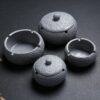 Outdoor Ashtrays With Lid Silver Cement