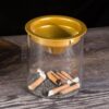 outdoor indoor Glass Ashtray With golden Funnel lid
