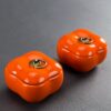 Pair Of Decorative Orange Ceramic Ashtrays