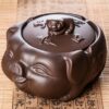 Pig Ceramic Ashtray brown with cover suitable for outdoors
