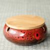 red smokeless outdoor Ashtray With lid Ceramic