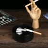 Resin Ashtray Middle Finger Black