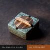 Retro Ceramic Ashtray With Wooden Cover Green