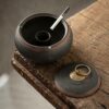 Retro Pottery Ashtray With Lid For Garden Windproof
