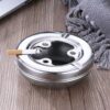 Round Cigarette Ashtray Stainless Steel On Table