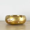 Round Copper Ashtray With White Flower Painting