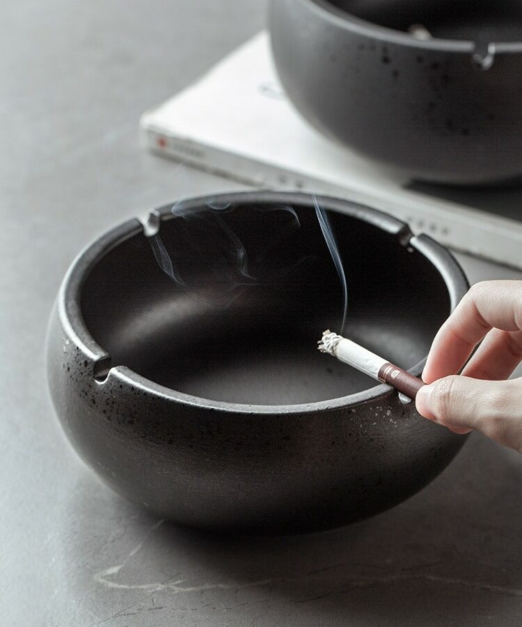 Round Large Ceramic Ashtray Retro For Four Cigarettes