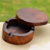 simple Solid Wood Ashtray With windproof Lid for outdoor