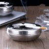 Simple Stainless Steel Ashtray With Cigarette