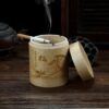Smokeless Covered Bamboo Ashtray For Patio