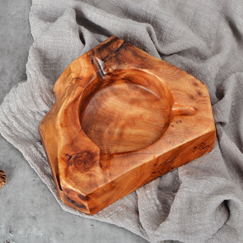 Solid Wood Ashtray Rustic Natural Shape