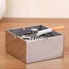 Square Stainless Steel Cigarette Ashtray For Outdoor With Rotating Lid