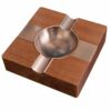 Square Wood Cigar Ashtray Copper Plated