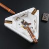Triangular Cigar Ashtray Ceramic