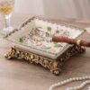 Vintage Style Ashtray With Paintings Ceramic