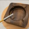 Walnut Ashtray Carved For Outdoor Or Indoor