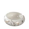 White And Golden Round Ceramic Ashtray With Paintings