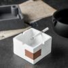 White And Tall Cement Ashtray Square Shape